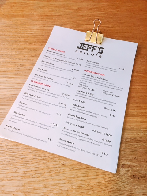 Kaart jeffs eetcafe